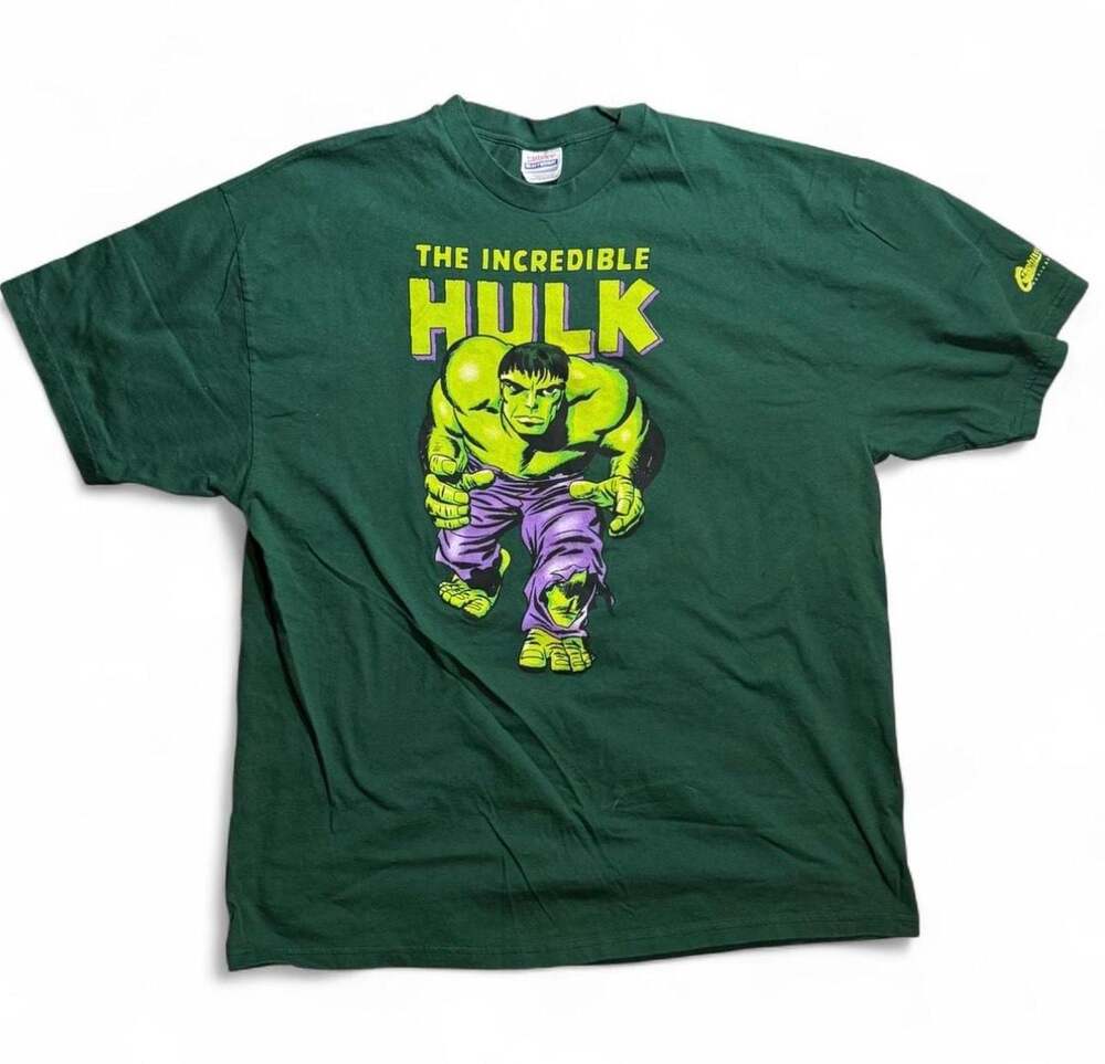 Vintage Y2K Marvel Incredible Hulk Graphic Tee - Green, Size 2XL